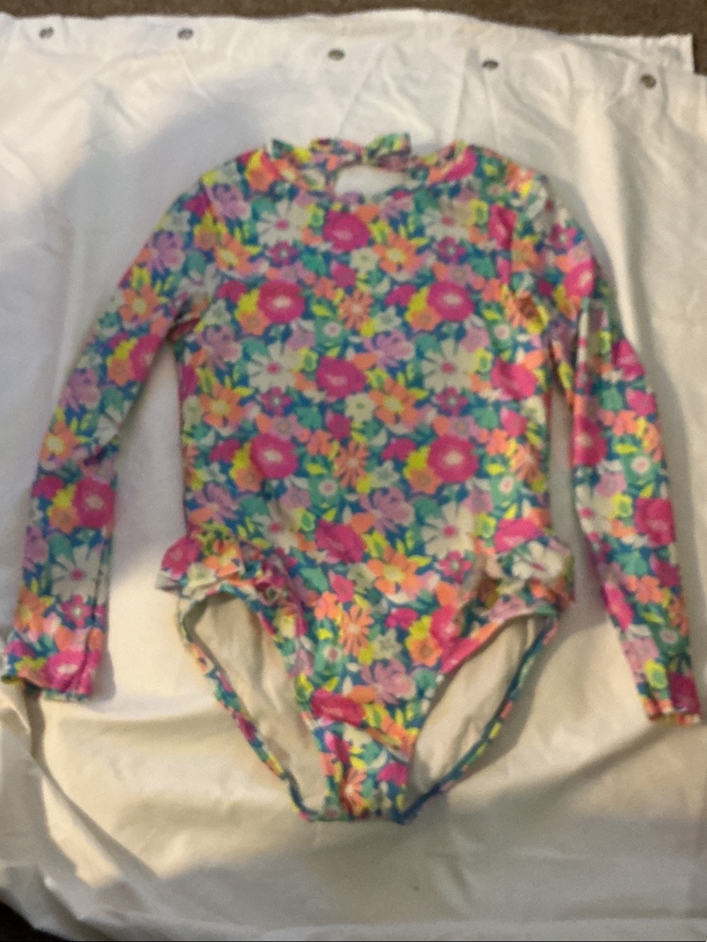Cat & Jack Floral Long-Sleeve One-Piece Swimsuit - Pink, Yellow, Green, Blue